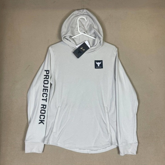 Under Armour Hoodie Youth Extra Large Off White Project Rock Pullover Mens NWT - Picture 1 of 15